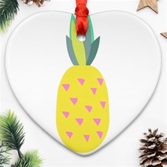 Pineapple Fruite Yellow Triangle Pink Heart Ornament (two Sides) by Mariart