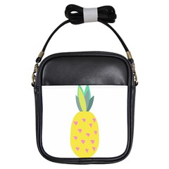 Pineapple Fruite Yellow Triangle Pink Girls Sling Bags