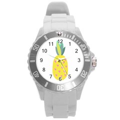 Pineapple Fruite Yellow Triangle Pink Round Plastic Sport Watch (l) by Mariart