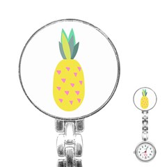 Pineapple Fruite Yellow Triangle Pink Stainless Steel Nurses Watch by Mariart