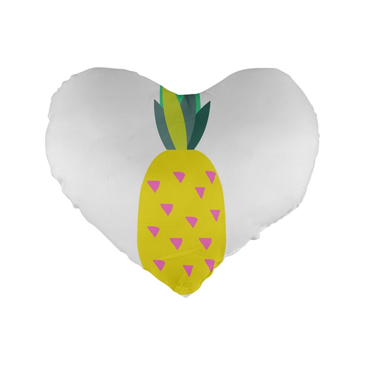 Pineapple Fruite Yellow Triangle Pink Standard 16  Premium Flano Heart Shape Cushions