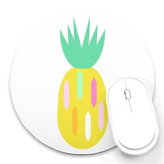 Pineapple Fruite Yellow Triangle Pink White Round Mousepads by Mariart