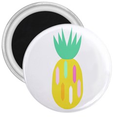 Pineapple Fruite Yellow Triangle Pink White 3  Magnets by Mariart