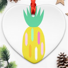 Pineapple Fruite Yellow Triangle Pink White Ornament (heart) by Mariart