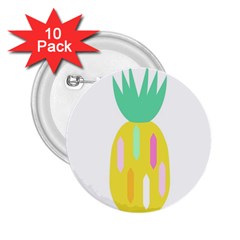 Pineapple Fruite Yellow Triangle Pink White 2 25  Buttons (10 Pack)  by Mariart