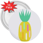 Pineapple Fruite Yellow Triangle Pink White 3  Buttons (10 pack)  Front