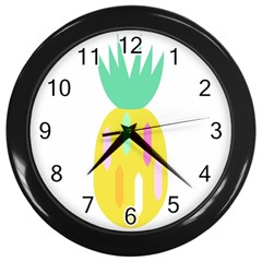 Pineapple Fruite Yellow Triangle Pink White Wall Clocks (black) by Mariart