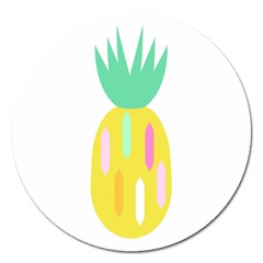 Pineapple Fruite Yellow Triangle Pink White Magnet 5  (round) by Mariart