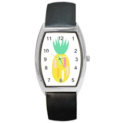 Pineapple Fruite Yellow Triangle Pink White Barrel Style Metal Watch by Mariart