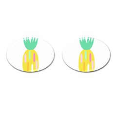 Pineapple Fruite Yellow Triangle Pink White Cufflinks (oval) by Mariart