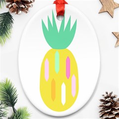 Pineapple Fruite Yellow Triangle Pink White Oval Ornament (two Sides) by Mariart