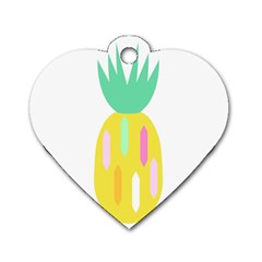 Pineapple Fruite Yellow Triangle Pink White Dog Tag Heart (one Side)