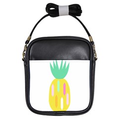 Pineapple Fruite Yellow Triangle Pink White Girls Sling Bags