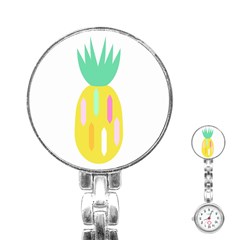 Pineapple Fruite Yellow Triangle Pink White Stainless Steel Nurses Watch by Mariart