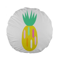 Pineapple Fruite Yellow Triangle Pink White Standard 15  Premium Flano Round Cushions