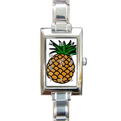 Pineapple Fruite Yellow Green Orange Rectangle Italian Charm Watch by Mariart