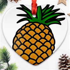 Pineapple Fruite Yellow Green Orange Ornament (heart) by Mariart