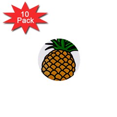 Pineapple Fruite Yellow Green Orange 1  Mini Buttons (10 Pack) 