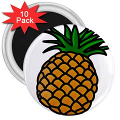 Pineapple Fruite Yellow Green Orange 3  Magnets (10 Pack) 