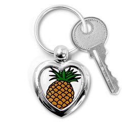 Pineapple Fruite Yellow Green Orange Key Chains (heart)  by Mariart