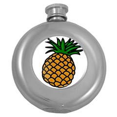 Pineapple Fruite Yellow Green Orange Round Hip Flask (5 Oz)