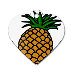 Pineapple Fruite Yellow Green Orange Dog Tag Heart (one Side)