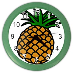 Pineapple Fruite Yellow Green Orange Color Wall Clocks by Mariart