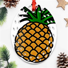 Pineapple Fruite Yellow Green Orange Ornament (oval Filigree)