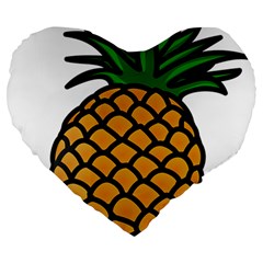 Pineapple Fruite Yellow Green Orange Large 19  Premium Heart Shape Cushions