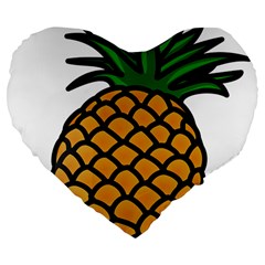 Pineapple Fruite Yellow Green Orange Large 19  Premium Flano Heart Shape Cushions