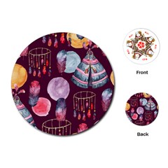 Boho Tribal Watercolor Pattern  Playing Cards (round) 