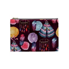 Boho Tribal Watercolor Pattern  Cosmetic Bag (medium)  by paulaoliveiradesign