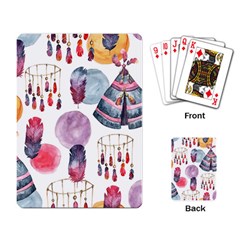 Boho Tribal Watercolor White Pattern Playing Card