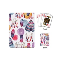 Boho Tribal Watercolor White Pattern Playing Cards (mini) 