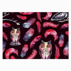 Boho Owl And Feather Pattern Large Glasses Cloth by paulaoliveiradesign