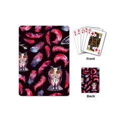 Boho Owl And Feather Pattern Playing Cards (mini) 