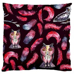 Boho Owl And Feather Pattern Standard Flano Cushion Case (two Sides) by paulaoliveiradesign