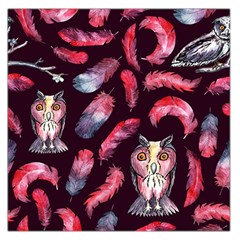 Boho Owl And Feather Pattern Large Satin Scarf (square) by paulaoliveiradesign