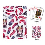 Boho Owl and Feather White Pattern Playing Card Back