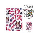 Boho Owl and Feather White Pattern Playing Cards 54 (Mini)  Front - Spade6