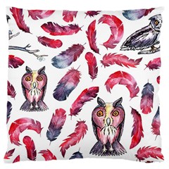 Boho Owl And Feather White Pattern Standard Flano Cushion Case (two Sides) by paulaoliveiradesign