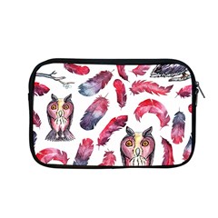 Boho Owl And Feather White Pattern Apple Macbook Pro 13  Zipper Case by paulaoliveiradesign