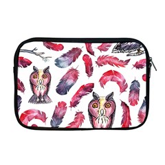 Boho Owl And Feather White Pattern Apple Macbook Pro 17  Zipper Case by paulaoliveiradesign