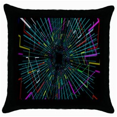 Colorful Geometric Electrical Line Block Grid Zooming Movement Throw Pillow Case (black) by Mariart