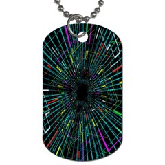 Colorful Geometric Electrical Line Block Grid Zooming Movement Dog Tag (two Sides) by Mariart