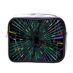 Colorful Geometric Electrical Line Block Grid Zooming Movement Mini Toiletries Bags