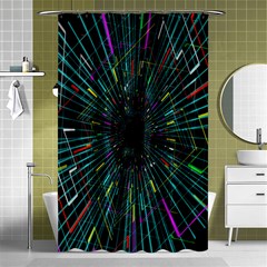 Colorful Geometric Electrical Line Block Grid Zooming Movement Shower Curtain 48  X 72  (small) 