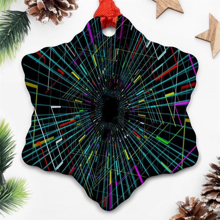 Colorful Geometric Electrical Line Block Grid Zooming Movement Ornament (Snowflake)