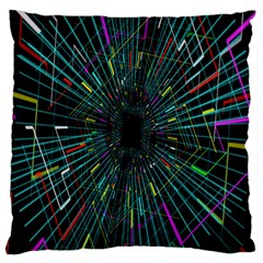 Colorful Geometric Electrical Line Block Grid Zooming Movement Large Cushion Case (one Side) by Mariart