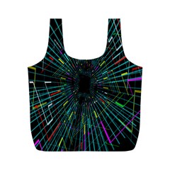 Colorful Geometric Electrical Line Block Grid Zooming Movement Full Print Recycle Bags (m)  by Mariart